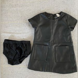 Toddler Black Leather Like Dress with matching diaper cover